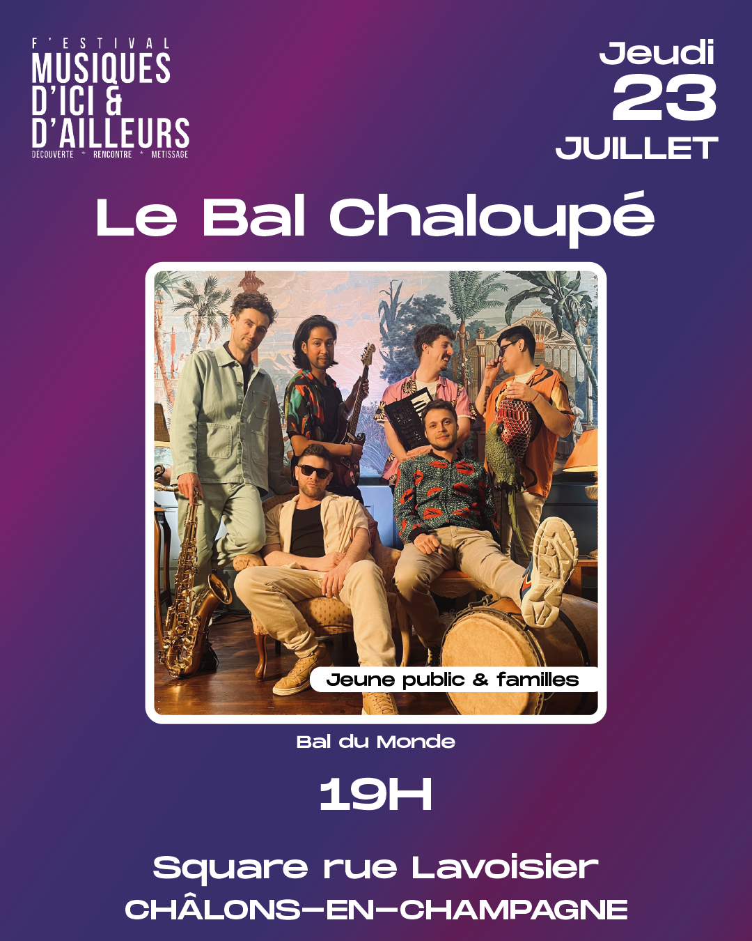 Le Bal Chaloupé ; jeudi 23 juillet à 19 heure au square rue Lavoisier Châlons-en-Champagne
