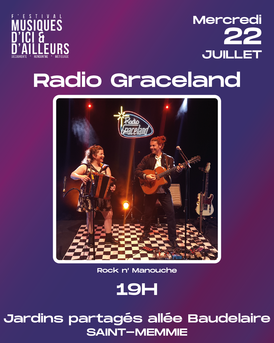 Radio Gracelande ; mercredi 22 juillet à 19 heure aux Jardins partagés, Allée Baudelaire Saint-Memmie