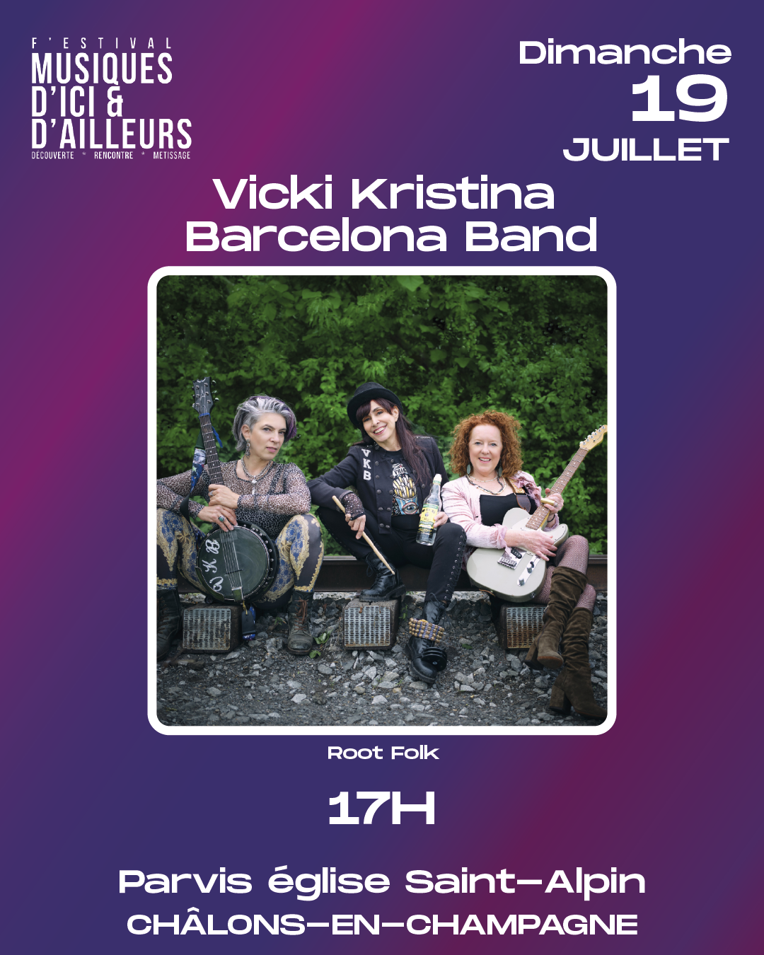 Vicki Kristina Barcelona Bande ; dimanche 19 juillet à 17 heure au parvis de l'église Saint-Alpin Châlons-en-Champagne